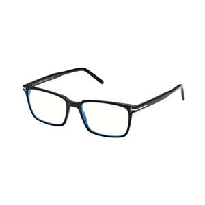 Tom Ford FT5802-B 001 Black Rectangular Eyeglasses Blue Light Block Optical Fram